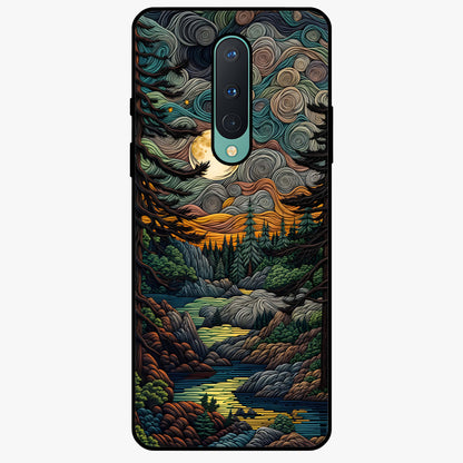 Moonlight Forest Dream Glass Case showing flat back view with mystical forest moonlight artwork and glossy glass finish.