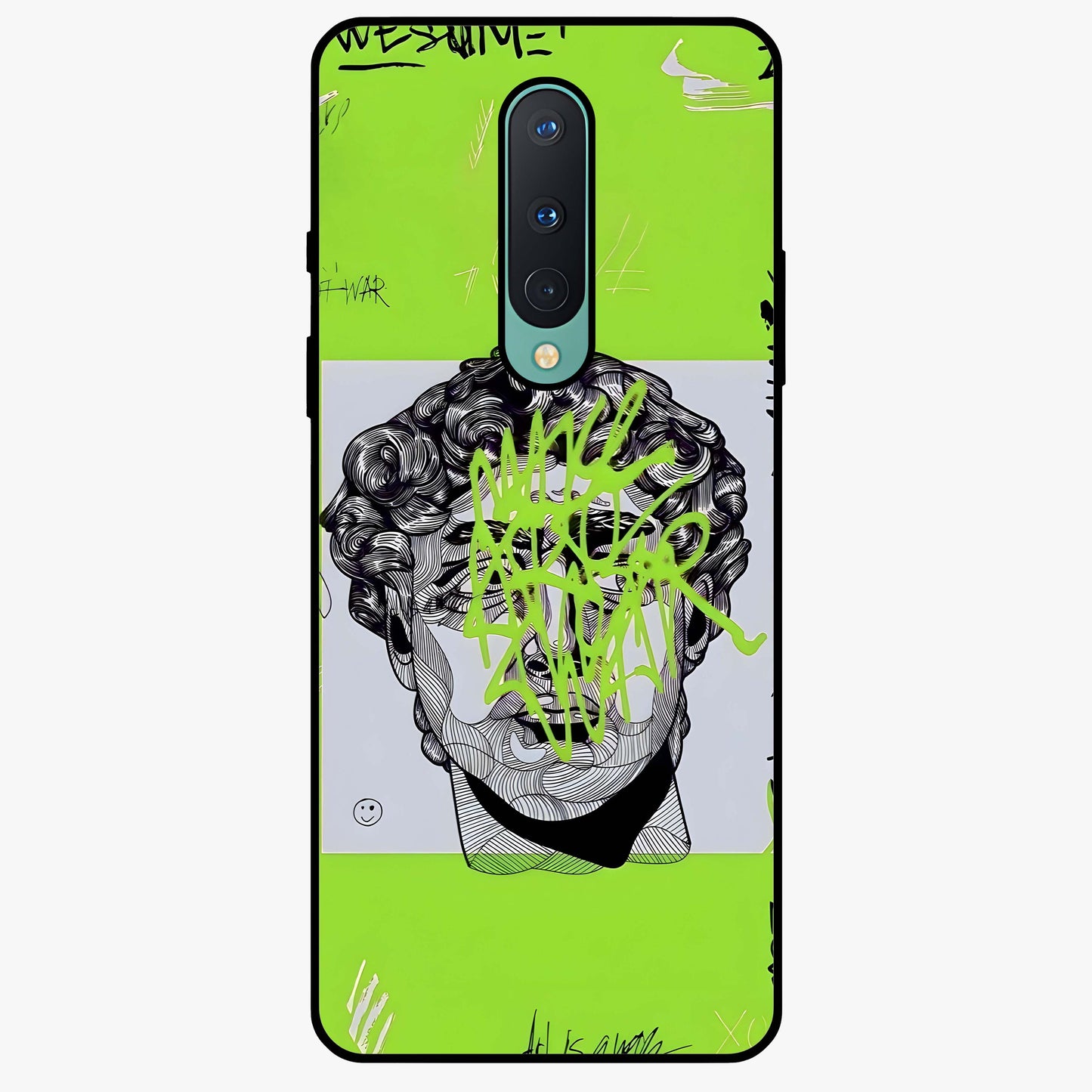 Neo Graffiti Rebellion Glass Case showing flat back view with vibrant graffiti artwork and glossy glass finish.