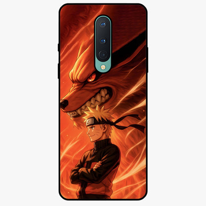 Nine Tails Legacy Glass Case showing flat back view with powerful nine-tailed fox inspired artwork and glossy glass finish.