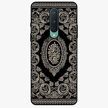Noir Bloom Elegance Glass Case showing flat back view with elegant dark floral artwork and glossy glass finish.
