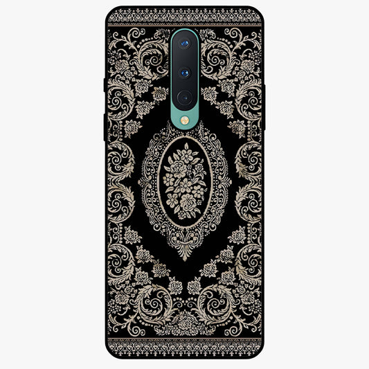Noir Bloom Elegance Glass Case showing flat back view with elegant dark floral artwork and glossy glass finish.
