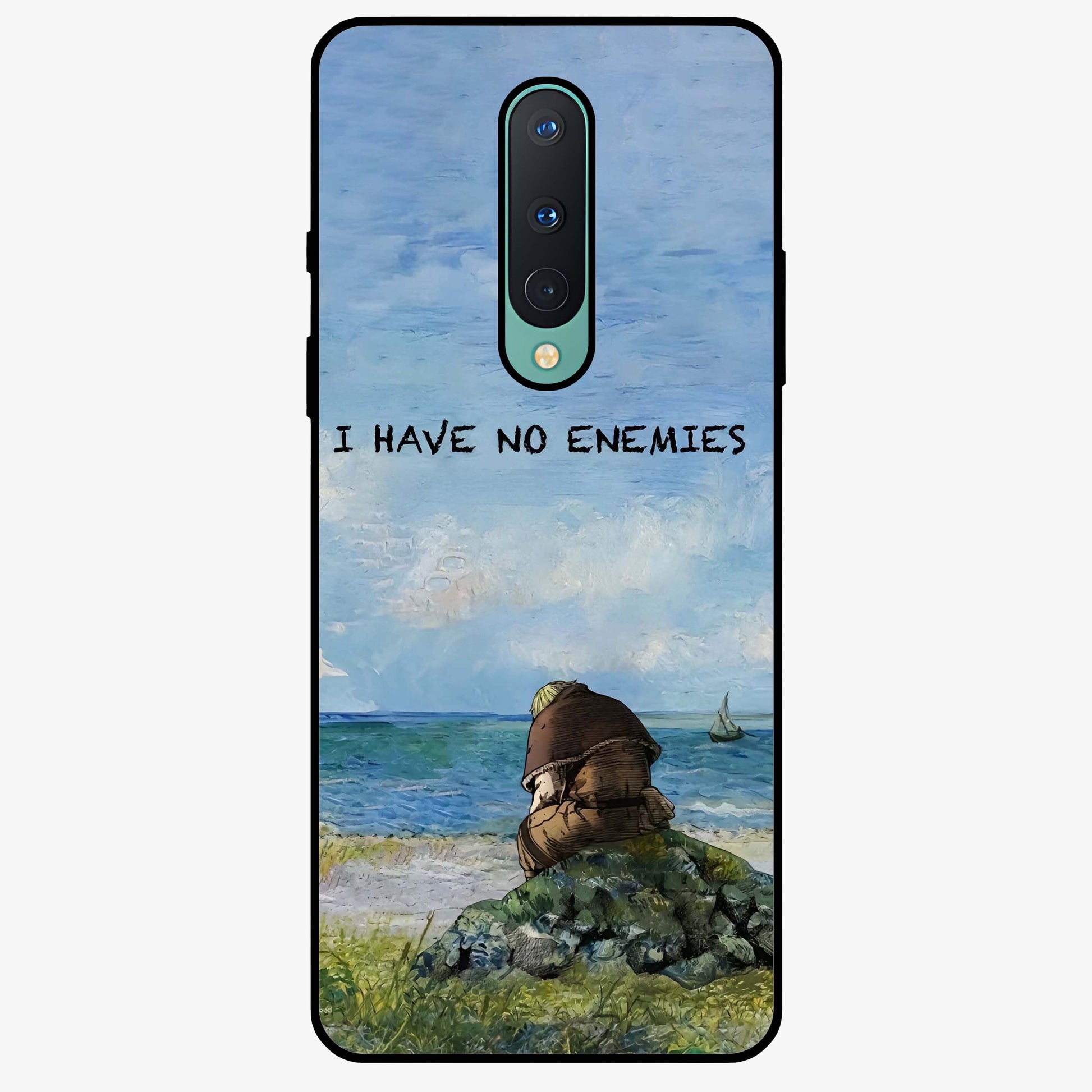 Peace Beyond War Glass Case showing flat back view with symbolic peace themed artwork and glossy glass finish.