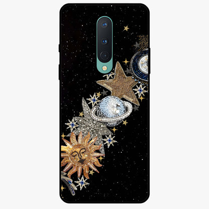 Pearls Universe Object Glass Case showing flat back view with pearl inspired cosmic artwork and glossy glass finish.