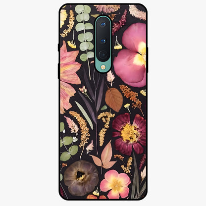 Petal Dream Tapestry Glass Case showing flat back view with intricate floral tapestry artwork and glossy glass finish.