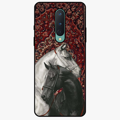 Regal Stallion Tapestry Glass Case showing flat back view with majestic horse tapestry artwork and glossy glass finish.
