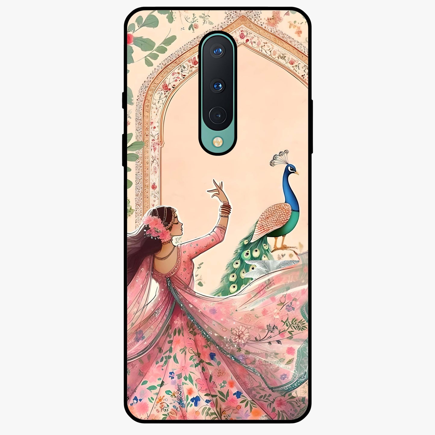 Royal Grace Muse Glass Case showing flat back view with elegant artistic artwork and glossy glass finish.
