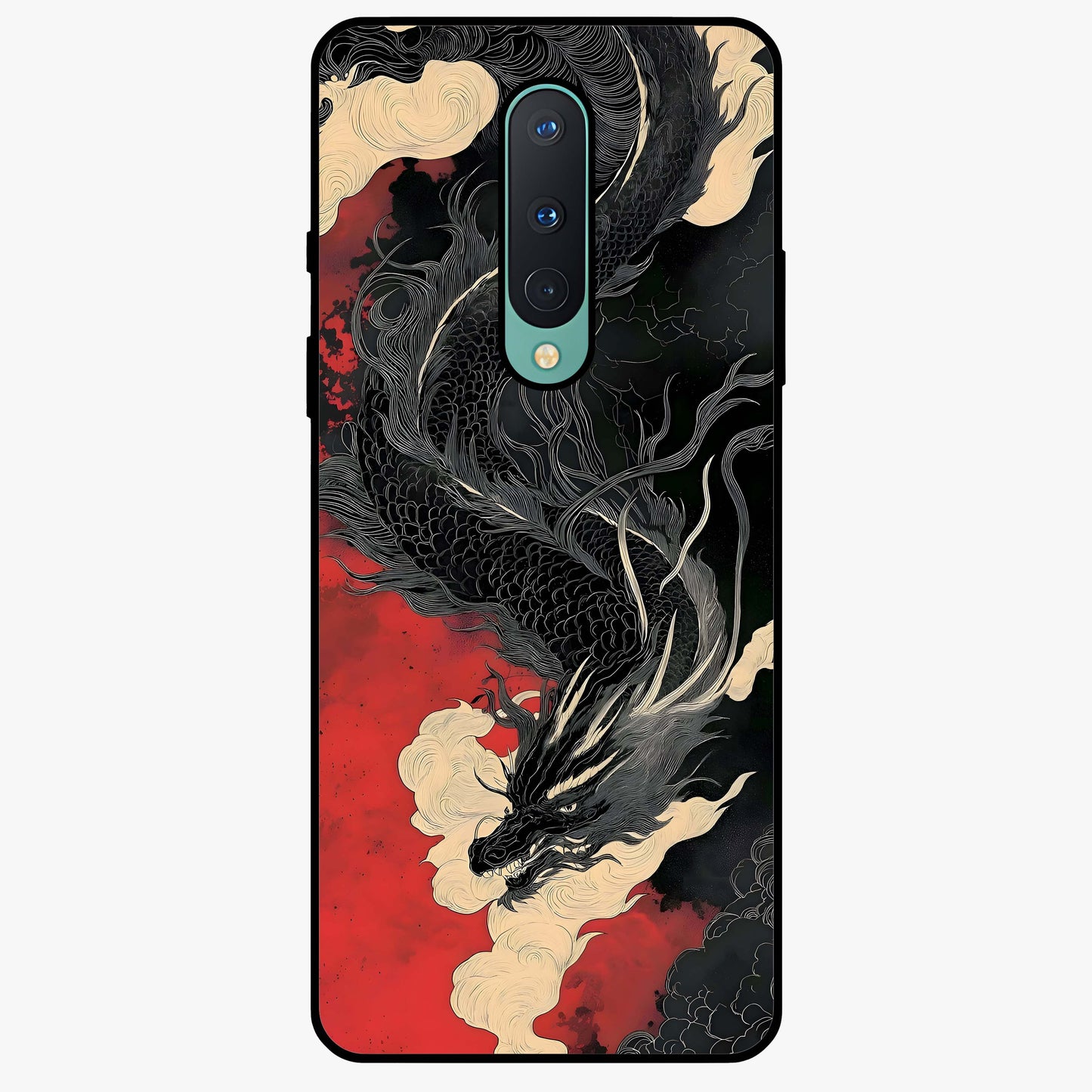 Shadow Dragon Fury Glass Case showing flat back view with fierce dragon artwork and glossy glass finish.