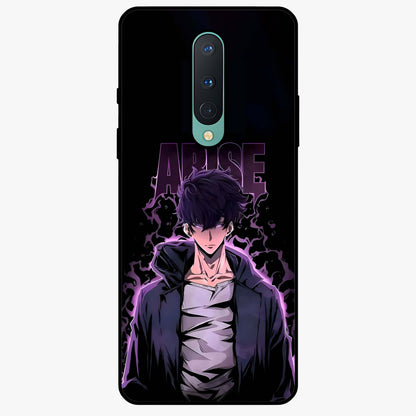 Shadow Monarch Awakening Glass Case showing flat back view with powerful dark monarch themed artwork and glossy glass finish.