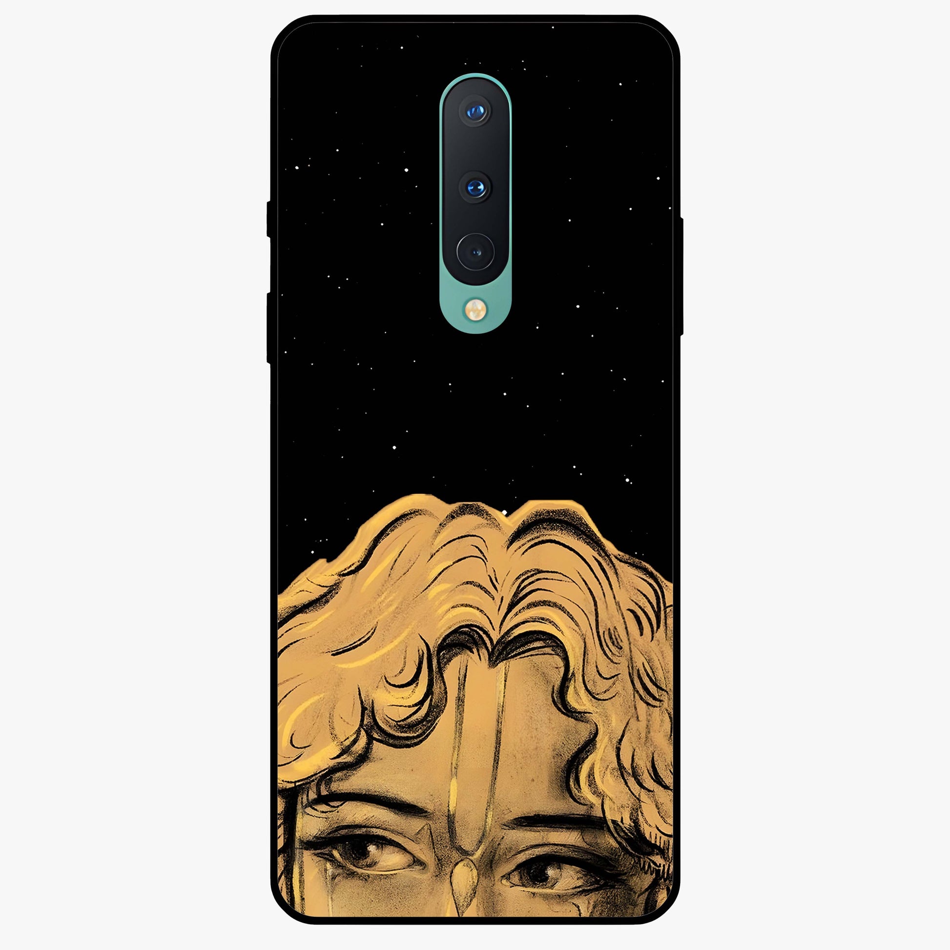 Shri Krishna Art Glass Case showing flat back view with devotional Krishna artwork and glossy glass finish.