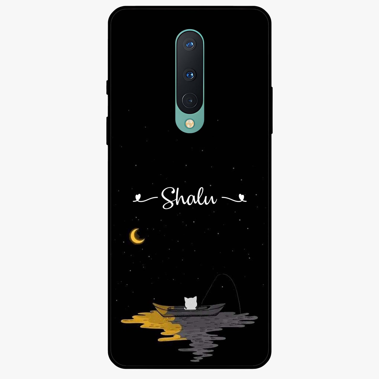 Silent Night Row Glass Case showing flat back view with calm night themed artwork and glossy glass finish.