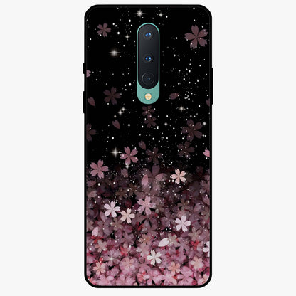 Small Starry Flowers Glass Case showing flat back view with delicate starry floral artwork and glossy glass finish.