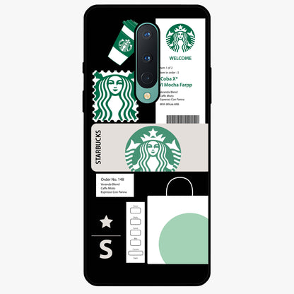 Starbucks Mocha Glass Case showing flat back view with coffee inspired artwork and glossy glass finish.