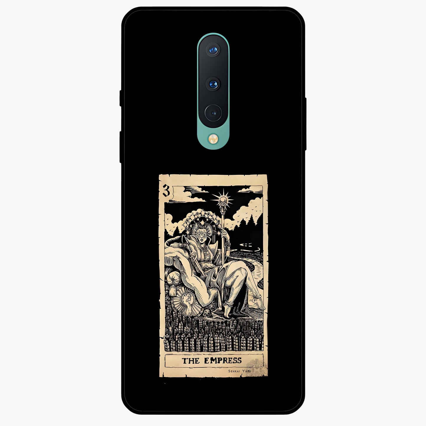 The Empress Glass Case showing flat back view with regal feminine artwork and glossy glass finish.