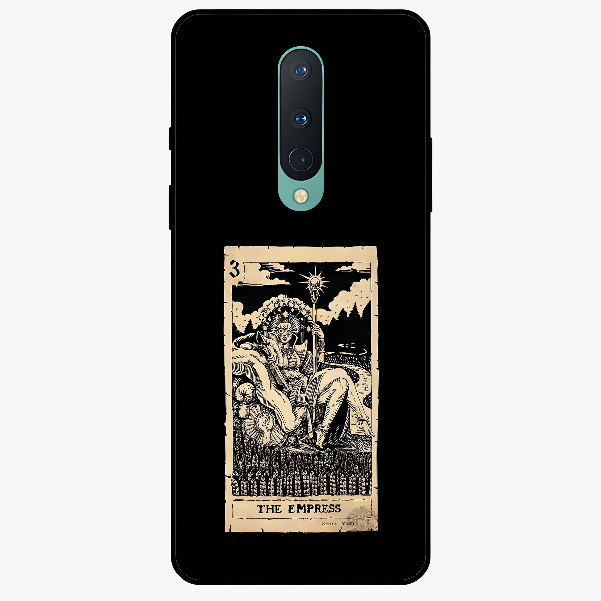 The Empress Glass Case showing flat back view with regal feminine artwork and glossy glass finish.