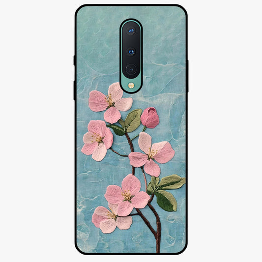Threaded Blossom Breeze Glass Case showing flat back view with delicate blossom artwork and glossy glass finish.