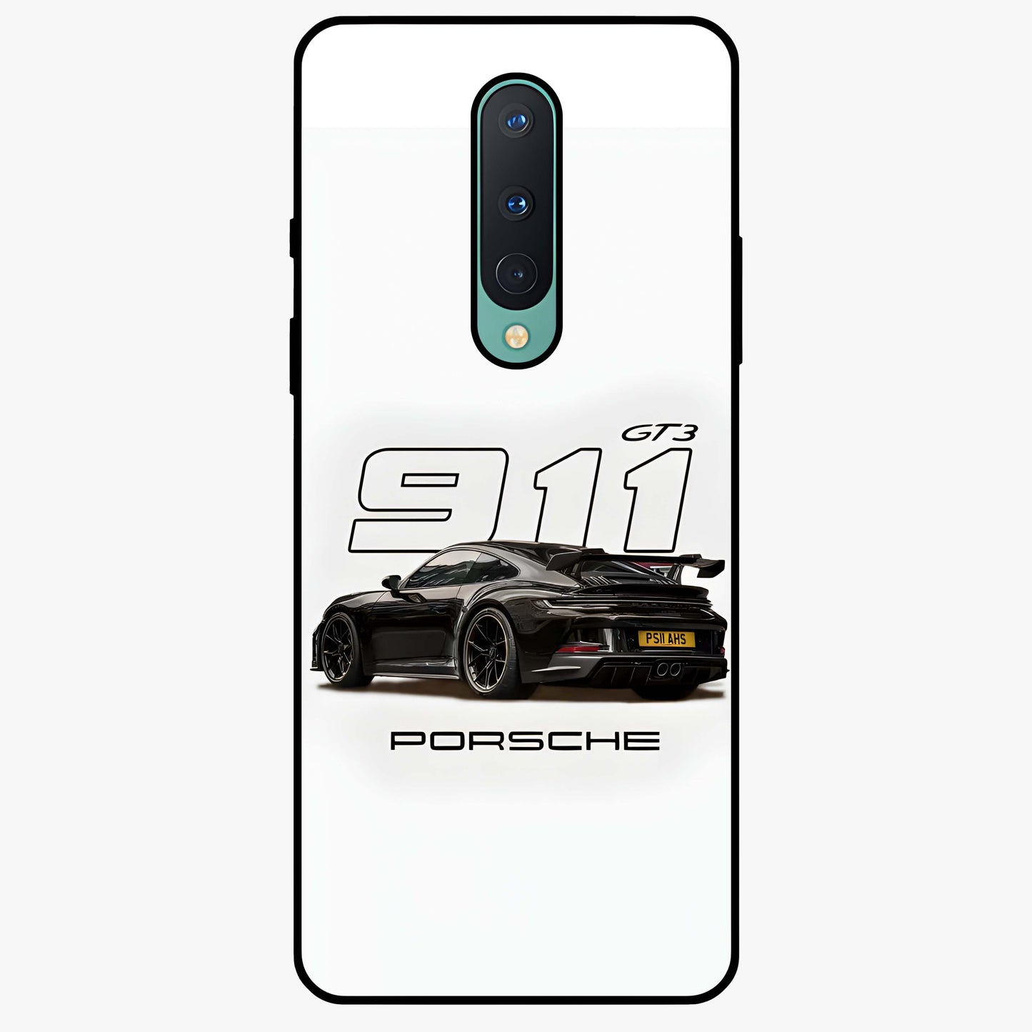 Turbo Legacy Icon Glass Case showing flat back view with iconic sports car inspired artwork and glossy glass finish.
