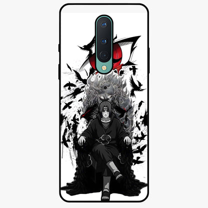 Uchiha Shadow Throne Glass Case showing flat back view with cosmic underwater themed artwork and glossy glass finish.