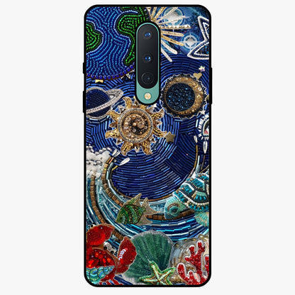 Universe Underwater Spark Glass Case showing flat back view with cosmic underwater themed artwork and glossy glass finish.