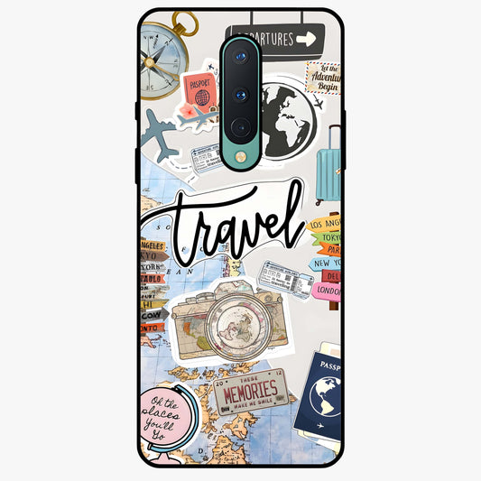 Wanderlust Journal Glass Case showing flat back view with travel inspired artwork and glossy glass finish.