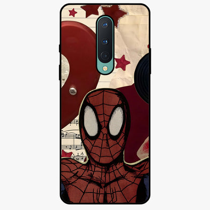 Web Warrior Vibes Glass Case showing flat back view with superhero inspired web themed artwork and glossy glass finish.