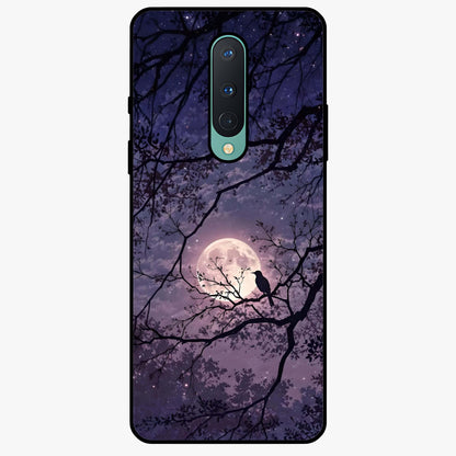 Whispering Moon Silence Glass Case showing flat back view with serene moon themed artwork and glossy glass finish.