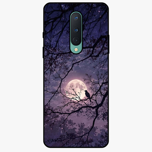 Whispering Moon Silence Glass Case showing flat back view with serene moon themed artwork and glossy glass finish.