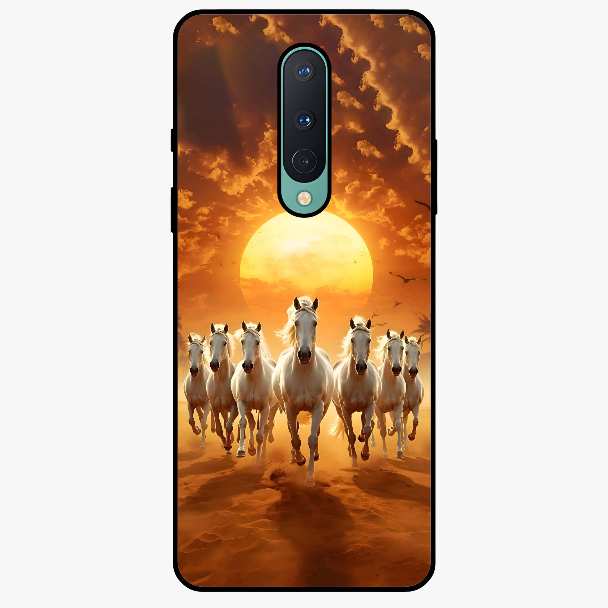 Wild Sunset Majesty Glass Case showing flat back view with majestic sunset landscape artwork and glossy glass finish.