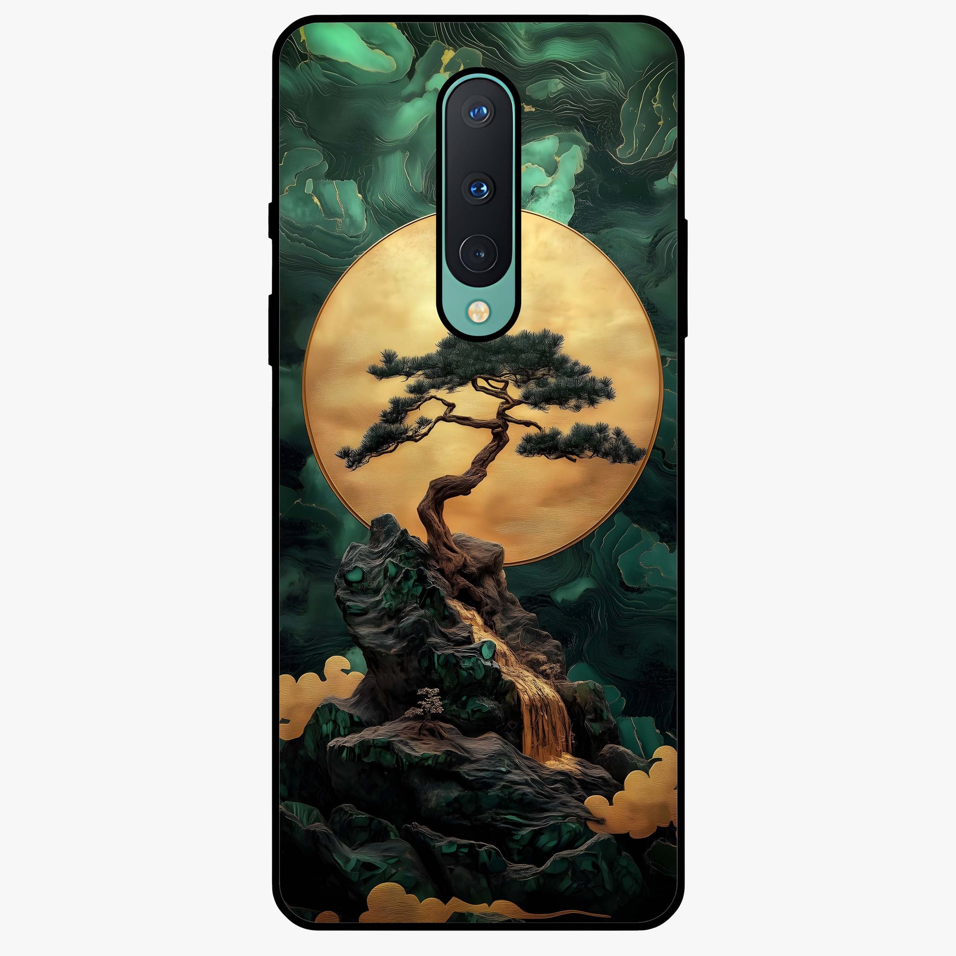 Zen Moon Rise Glass Case showing flat back view with calm moonrise artwork and glossy glass finish.