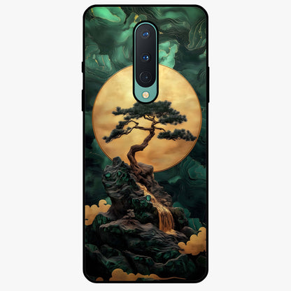 Zen Moon Rise Glass Case showing flat back view with calm moonrise artwork and glossy glass finish.
