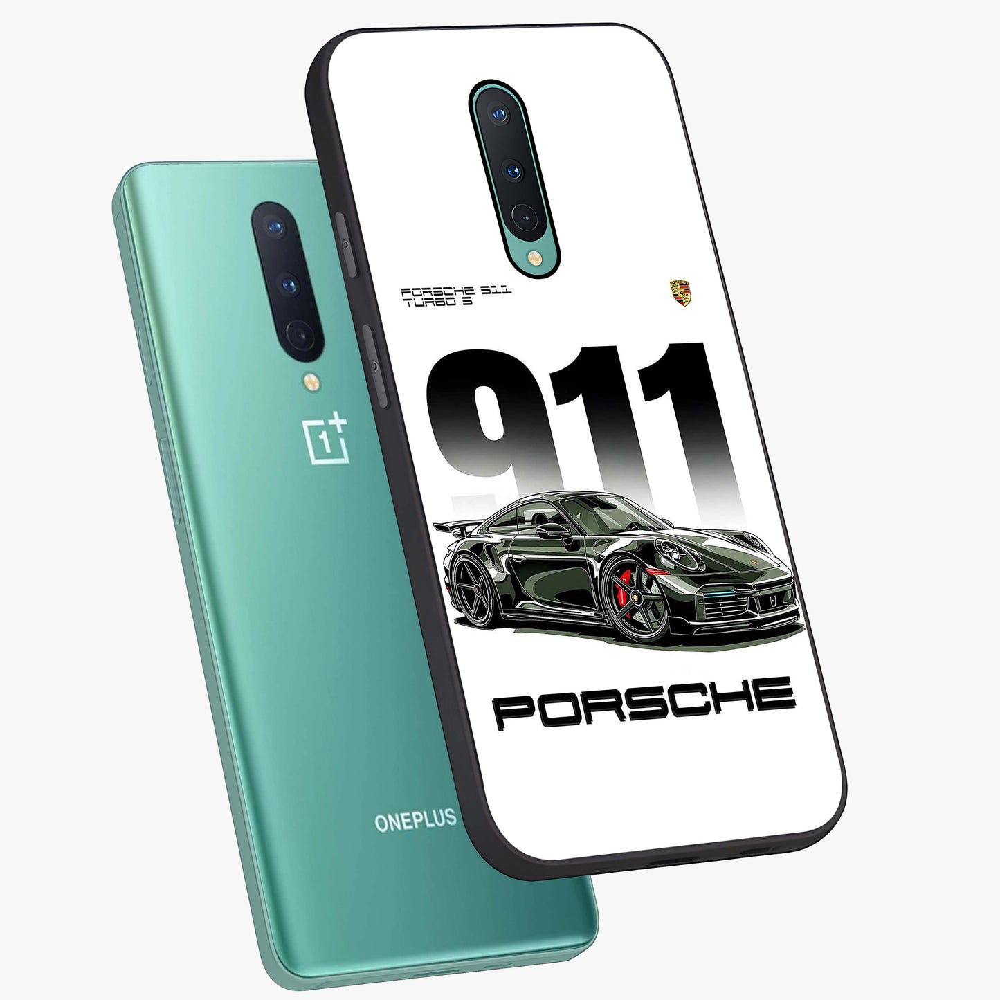 911 Turbo Dominance Glass Case displayed in premium angled mockup highlighting sporty car illustration and sleek glass surface.