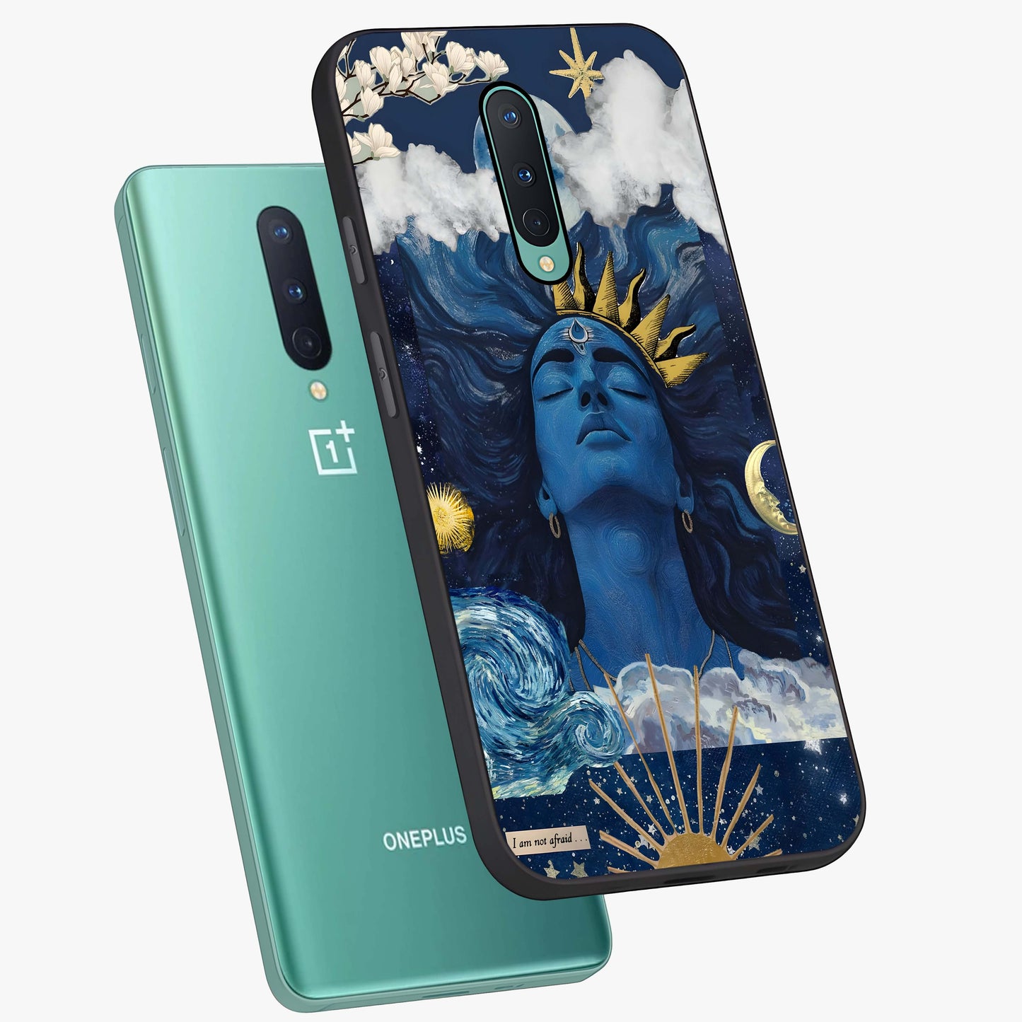 Aesthetic Lord Shiva Glass Case displayed in angled mockup highlighting spiritual Shiva illustration and sacred aesthetic design.