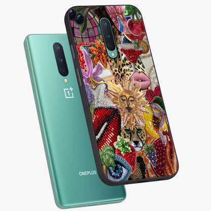 Beaded Fashion Jungle Glass Case displayed in angled mockup highlighting colorful fashion bead design and artistic pattern.