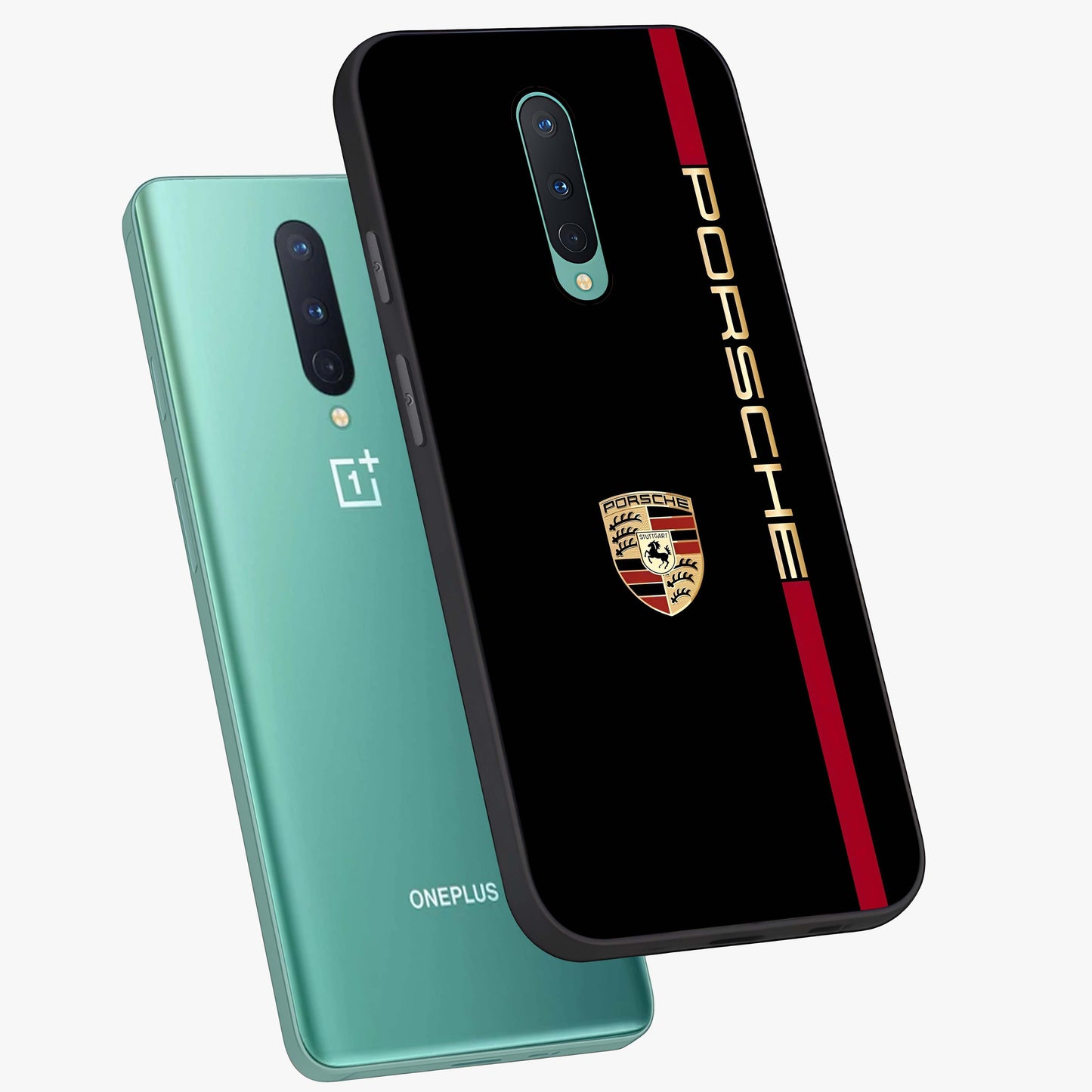 Black Minimal Porsche Glass Case displayed in angled mockup highlighting modern minimal car illustration and clean aesthetic design.