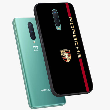 Black Minimal Porsche Glass Case displayed in angled mockup highlighting modern minimal car illustration and clean aesthetic design.