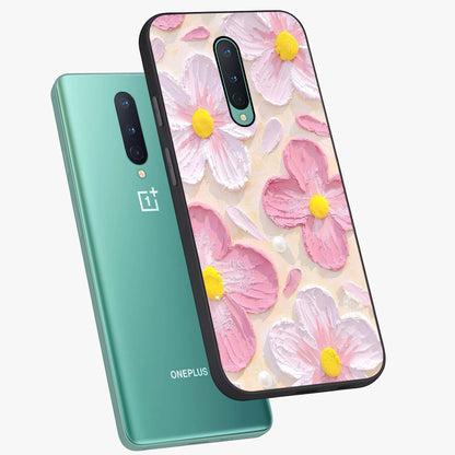 Blush Bloom Texture Glass Case displayed in angled mockup highlighting subtle bloom pattern with aesthetic pastel design.