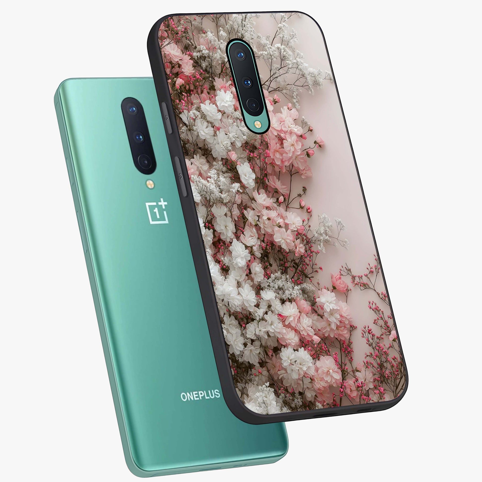 Blush Blossom Cloud Glass Case displayed in angled mockup highlighting soft cloud and blossom design with pastel aesthetic.