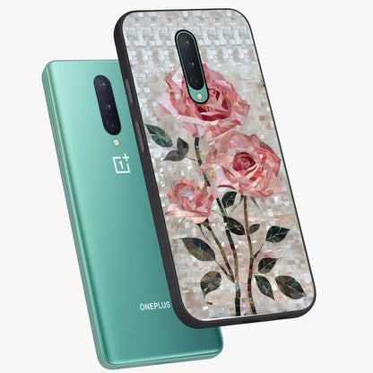 Blush Mosaic Bloom Glass Case displayed in angled mockup highlighting artistic mosaic flower pattern with aesthetic design.