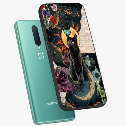 Celestial Black Cat Glass Case displayed in angled mockup highlighting cosmic black cat design with celestial aesthetic.