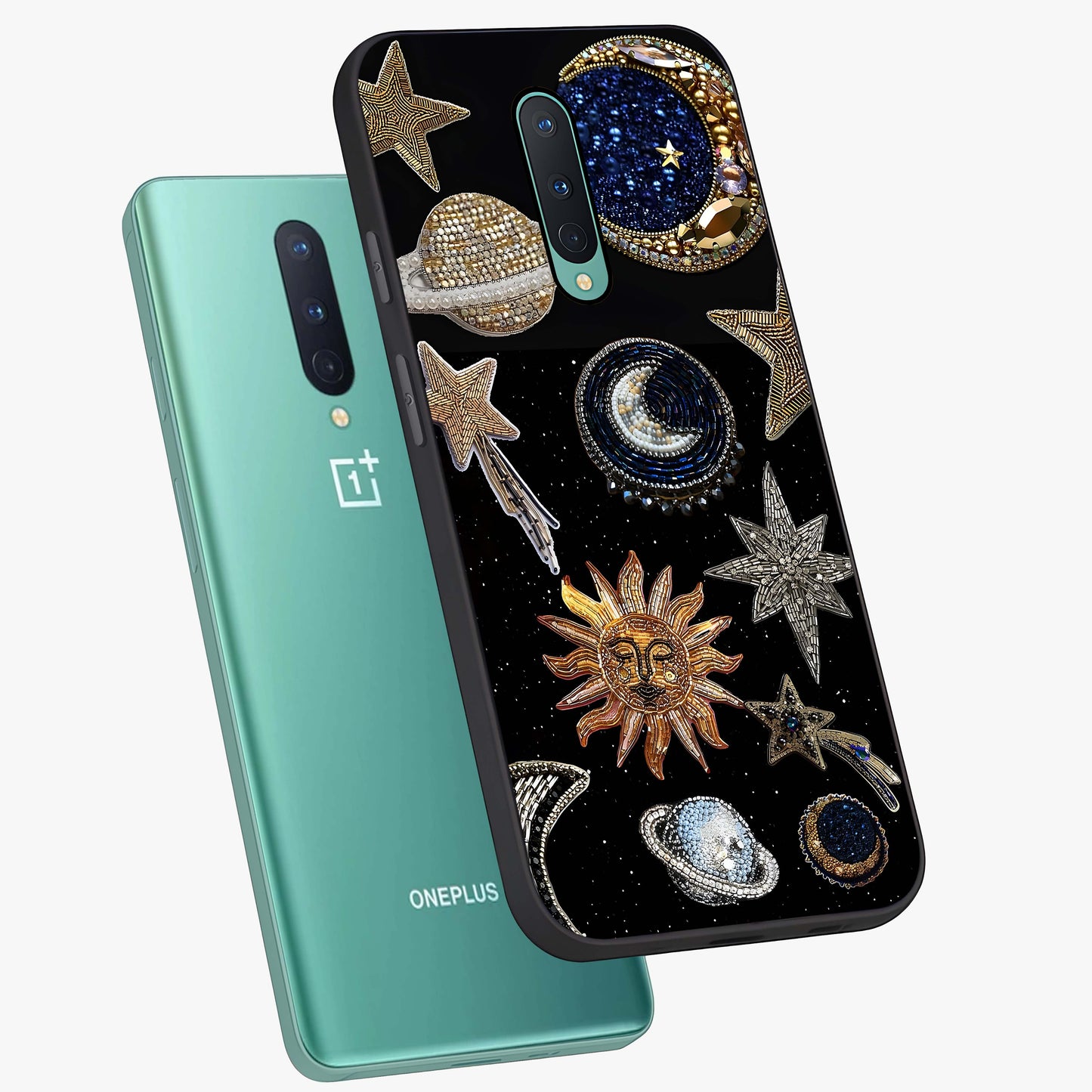 Celestial Gem Constellations Glass Case displayed in angled mockup highlighting gemstone inspired constellation design.