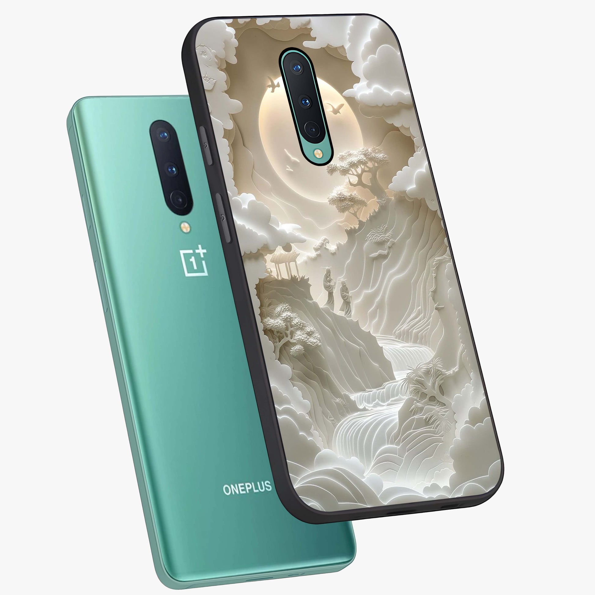 Celestial Origami Glass Case displayed in angled mockup highlighting geometric origami design with cosmic aesthetic theme.