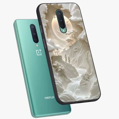 Celestial Origami Glass Case displayed in angled mockup highlighting geometric origami design with cosmic aesthetic theme.
