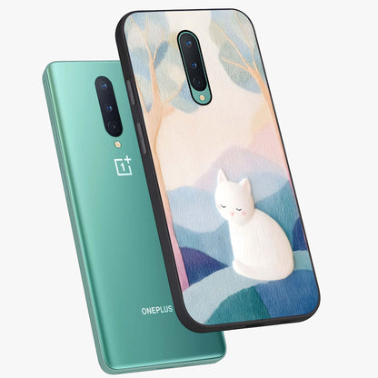 Cotton Dream Cat Glass Case displayed in angled mockup highlighting cute feline illustration with pastel aesthetic style.