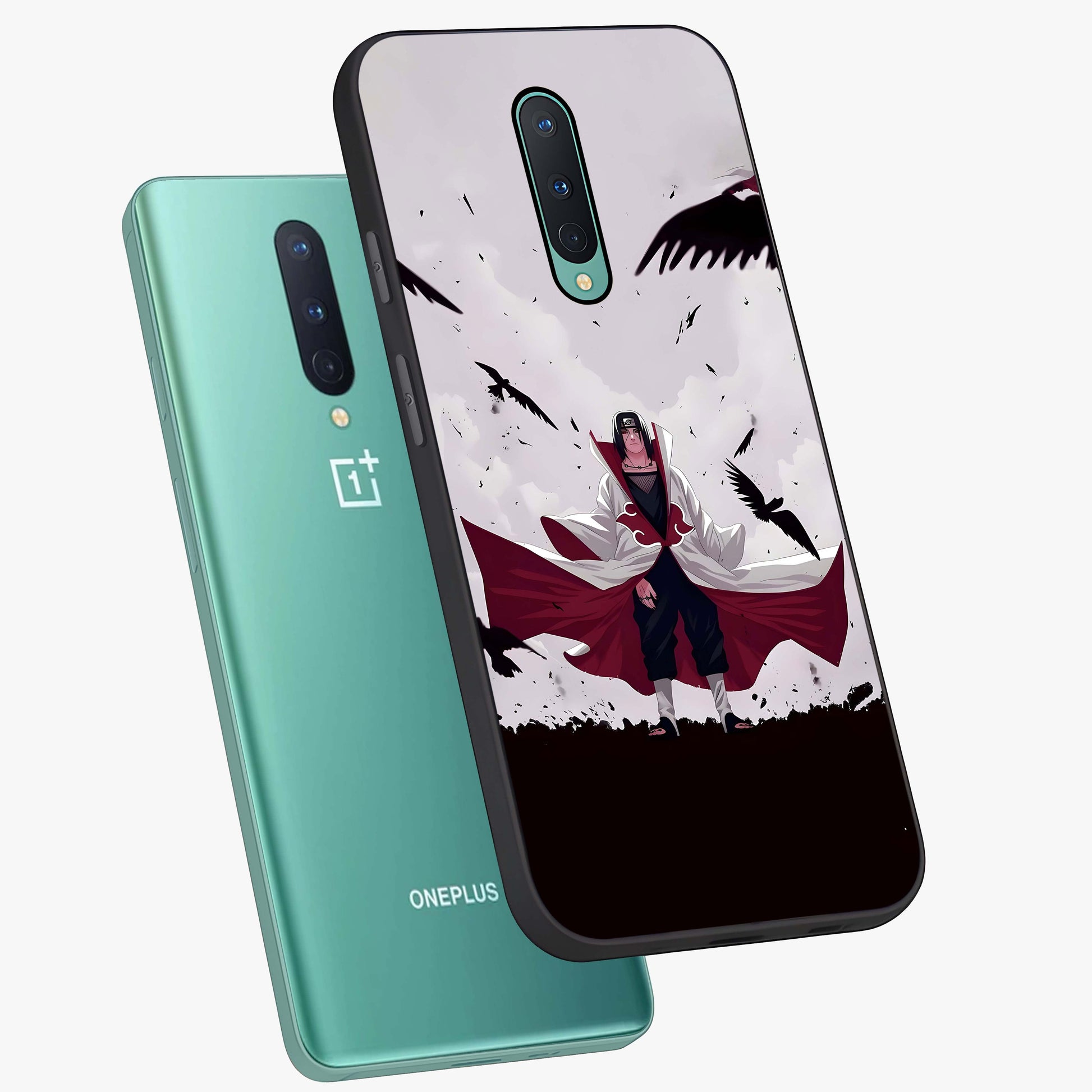 Crimson Crow Ascension Glass Case displayed in angled mockup highlighting powerful crow illustration with dark crimson aesthetic.