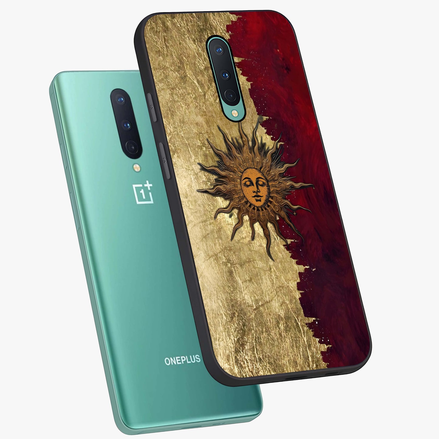 Crimson Sun Majesty Glass Case displayed in angled mockup highlighting majestic crimson sun design with bold aesthetic style.