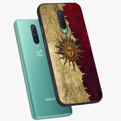 Crimson Sun Majesty Glass Case displayed in angled mockup highlighting majestic crimson sun design with bold aesthetic style.