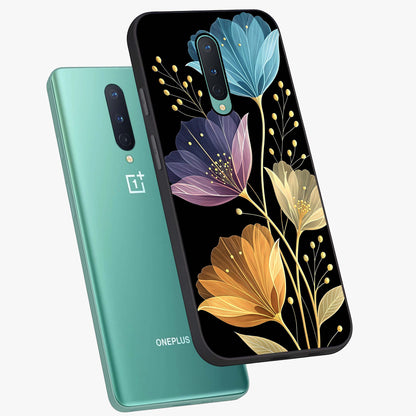 Delicate Multicolor Flowers Glass Case displayed in angled mockup highlighting colorful flower pattern with soft aesthetic style.