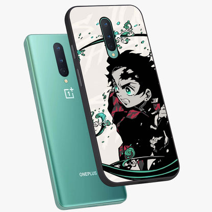 Demon Slayer Glass Case displayed in angled mockup highlighting dramatic anime character design with action aesthetic.