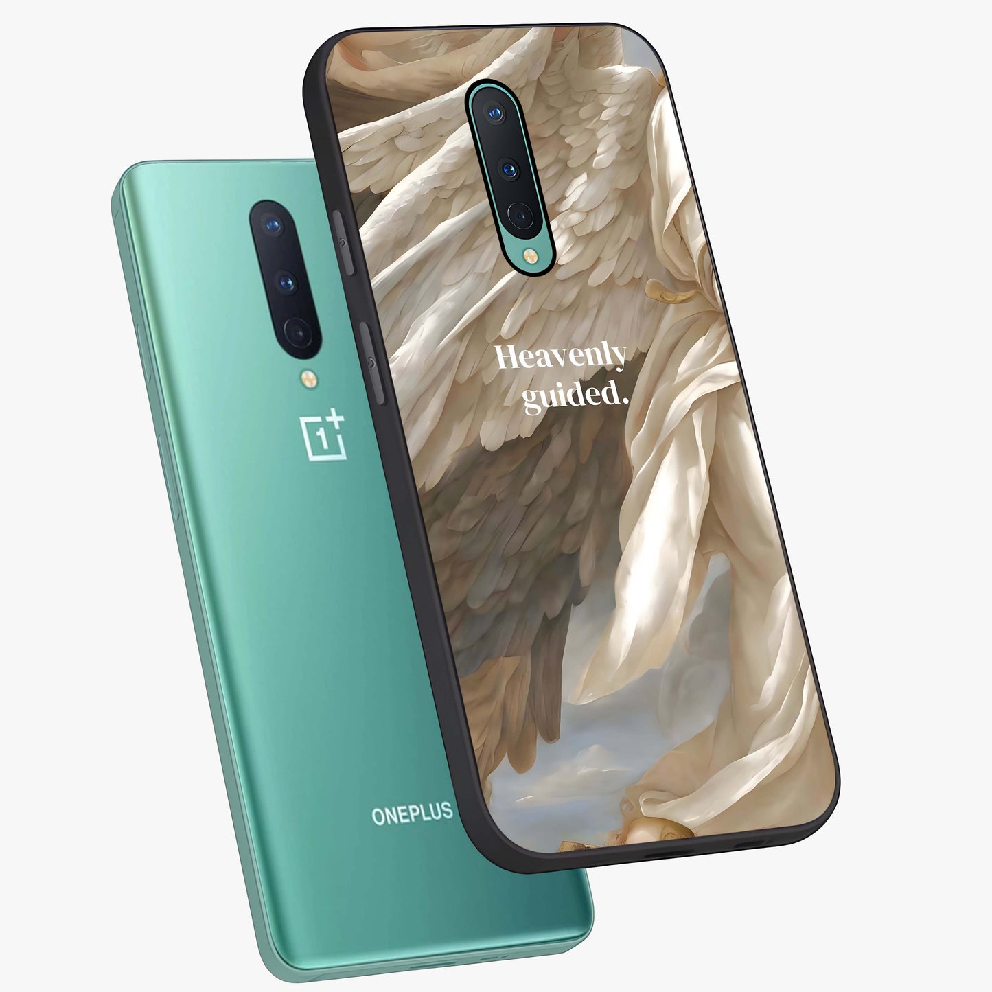 Divine Winged Grace Glass Case displayed in angled mockup highlighting graceful wing design with divine aesthetic style.