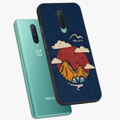 Dream Beyond Mountains Glass Case displayed in angled mockup highlighting dreamy mountain illustration with peaceful aesthetic.