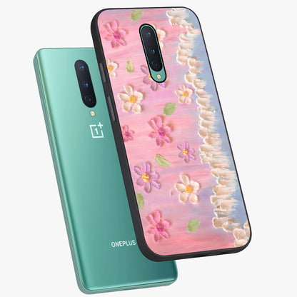 Dreamy Painted Garden Glass Case displayed in angled mockup highlighting colorful garden illustration with dreamy aesthetic style.